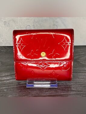 Louis Vuitton Red Vernis Compact Wallet | Patent Leather LV | Authentic